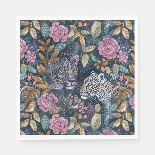 Chique Leopard floral Servet (Voorkant)