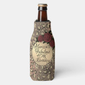 Chique Leopard Roos Fabulous 40th Birthday aanpass Flesjeskoeler (Fles Voorkant)