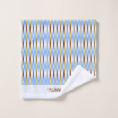 Chique licht blauw wit en goud strepen monogram bad handdoek (Wasdoekje)
