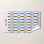 Chique licht blauw wit en goud strepen monogram bad handdoek (Handdoek)