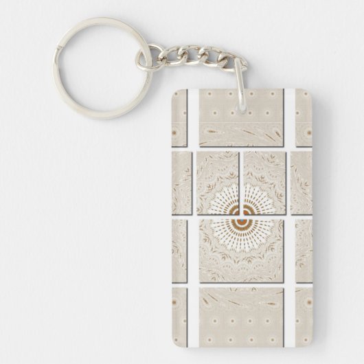 Chique Licht Bloemen  Afrikaans Beige Tint Art Sleutelhanger (Voorkant)