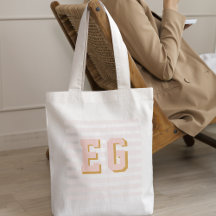 Chique Licht Roze Preppy Monogram Initialen Canvas