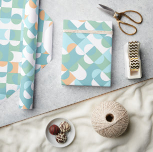Chique licht teal blauw groene cirkels kunstpatroo cadeaupapier