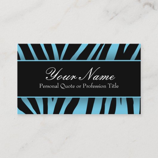 Chique Lichtblauw Zwart Zebra Strepen Visitekaartj Visitekaartje (Voorkant)