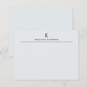 Chique Lichtblauwe Moderne Monogram Eerste Letter Notitiekaartje