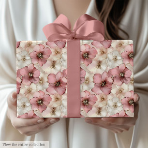 Chique lichtroze en gouden aquarel cadeauverpakkin cadeaupapier