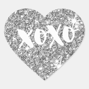 CHIQUE LIEFDE XOXO HART moderne faux zilver glitte Hart Sticker