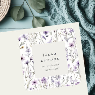 Chique Lila Paarse Wildflower Butterfly Business Vierkante Sticker