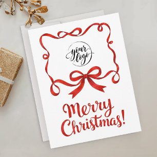 Chique Logo Rode Kerst Bedrijfs Lint Script Briefkaart