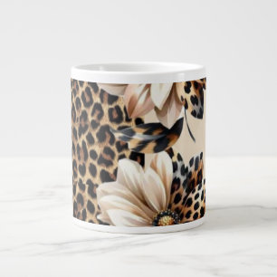 Chique Luipaard Dierprint & Bloemen Laptop Sticker Extra Grote Beker