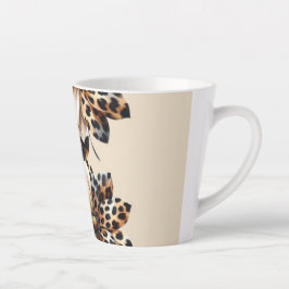 Chique Luipaard Dierprint & Bloemen Laptop Sticker Latte Mok