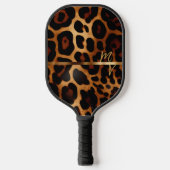 Chique Luipaard Print en Goud Monogram Pickleball Paddle (Voorkant)