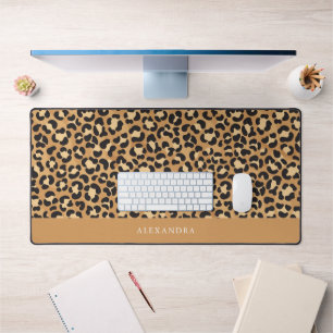 Chique luipaard print gepersonaliseerd bureaumat