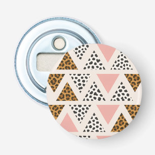 Chique Luipaard & Roze Driehoek Patroon Button Flesopener