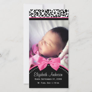Chique Luipaardprint Baby Foto Geboorteaankondigin Aankondiging