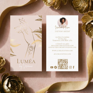 Chique Luxe Blush Roze Goud Tattoo Studio Artiest Visitekaartje
