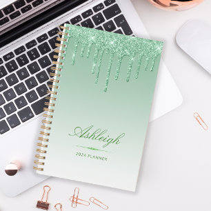 Chique Luxe Glitter Drips Groen 2024 Planner