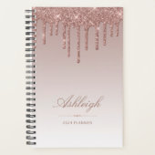 Chique Luxe Glitter Drips Roos Gold 2024 Planner (Voorkant)