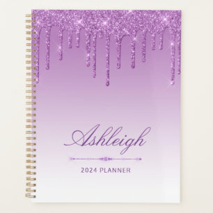 Chique luxe glitter druppels paars 2024 planner