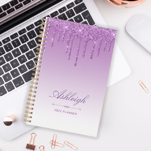 Chique luxe glitter druppels paars 2024 planner