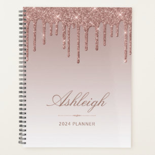 Chique luxe glittersprikkels roze goud 2024 planner