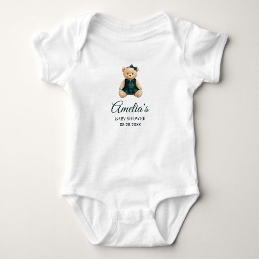 Chique Luxe Teddybeer Babyshower Romper (Voorkant)