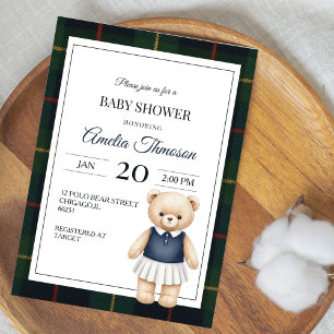 chique luxe teddybeer babyshower uitnodiging