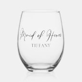 Chique Maid of Honor Zwart Script Wijnglas Zonder Voet (Voorkant)