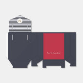 Chique marine strepen rood kleurblok monogram trou bedankdoosjes (Uitgevouwen)