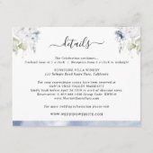 Chique marineblauwe Waterverf, bloemenbruiloft Det Informatiekaartje (Voorkant)