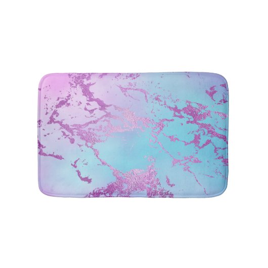 chique marmer | Glitzy Glam Violet Paarse Blue Omb Badmat (Voorkant)