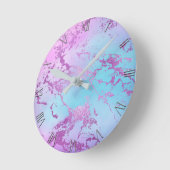 chique marmer | Glitzy Glam Violet Paarse Blue Omb Ronde Klok (Hoek)