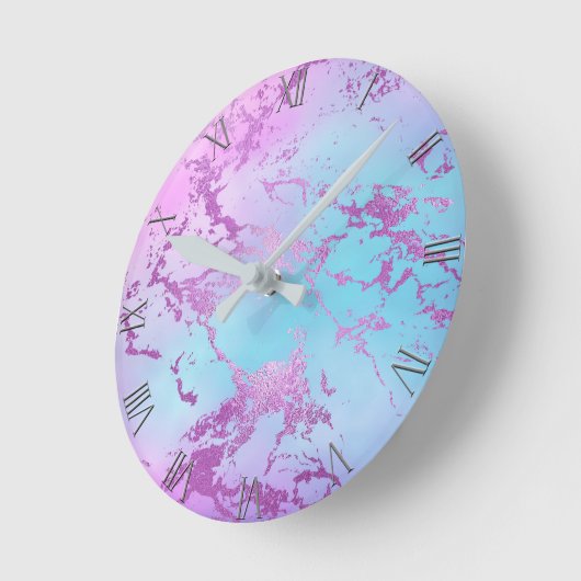 chique marmer | Glitzy Glam Violet Paarse Blue Omb Ronde Klok (Hoek)