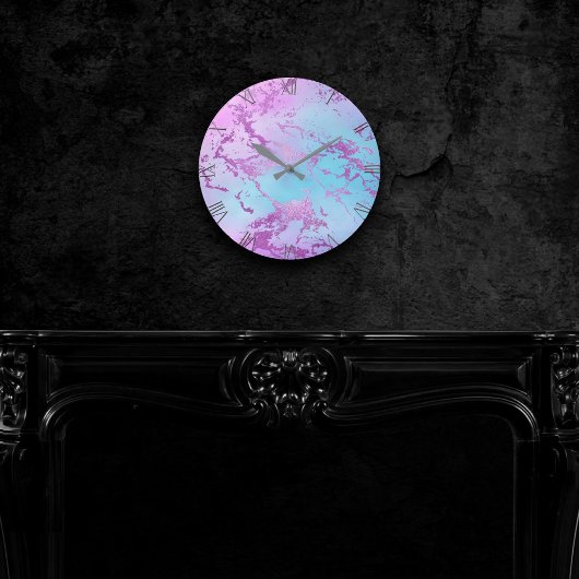 chique marmer | Glitzy Glam Violet Paarse Blue Omb Ronde Klok