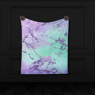 chique marmer   Lavendel Paarse en Mint Green Fleece Deken