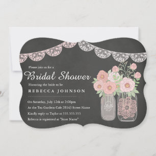 Chique Mason Jar & Chalkboard Bruiloft Uitnodiging