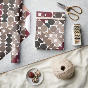 Chique mauve taupe beige maroon rode cirkelpatroon cadeaupapier