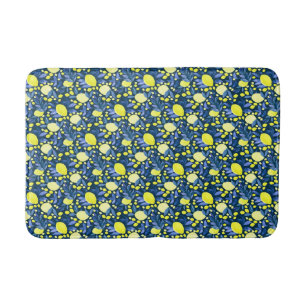 Chique Mediterraan Rustiek Citroenen Blauwe Blad Badmat