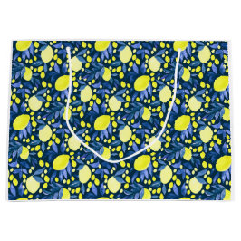 Chique Mediterraan Rustiek Citroenen Blauwe Blad Groot Cadeauzakje
