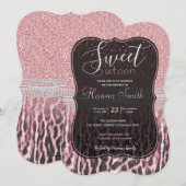 Chique meisjesachtig roze luipaard dierprint glitt kaart (Voorkant / Achterkant)