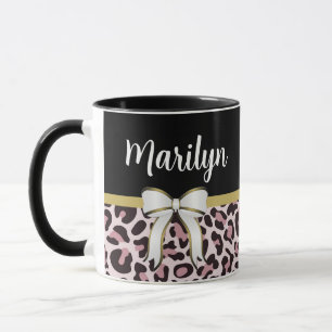 Chique Meisjesachtig Roze Luipaardprint Meisje Mok