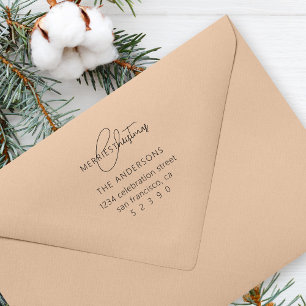 Chique Merriest Kerstmis Familie Retouradres Zelfinktende Stempel