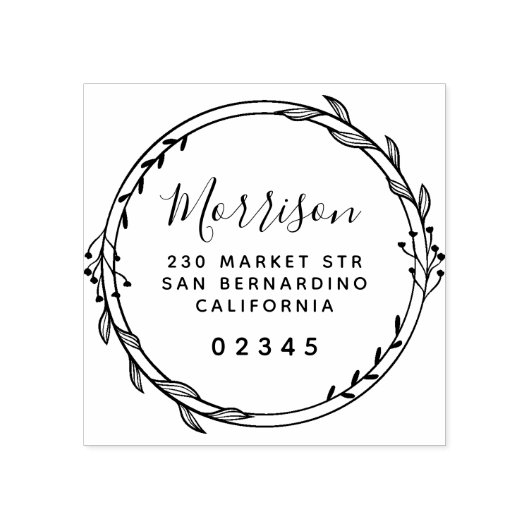 Chique met de hand getekende krans Script naam ret Rubberstempel (Afrduk)