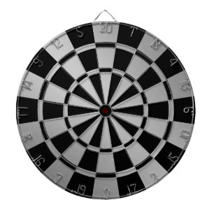 Chique metaalachtig zilver en zwart dartbord