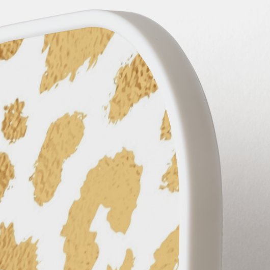 Chique metaalgoud met witte luipaardprint voor mei pickleball paddle (Links Detail)