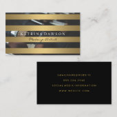 Chique metalen gouden strepen make-upkwasten visitekaartje (Voorkant / Achterkant)