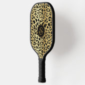 Chique Metallic Goud & Zwart Luipaard Print Meisje Pickleball Paddle (Links)
