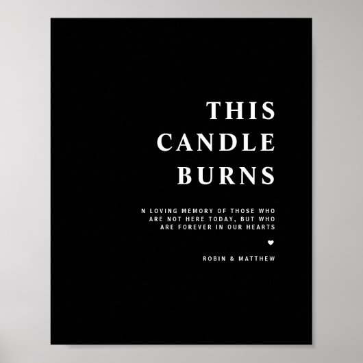 Chique, minimaal deze kaars brandt zwart bruiloft  poster (Voorkant)