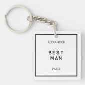Chique minimale Franse Zwart & Wit Beste Man Naam Sleutelhanger (voorkant)