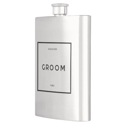 Chique minimale Franse zwart-wit bruidegom naam Flacon (Links)